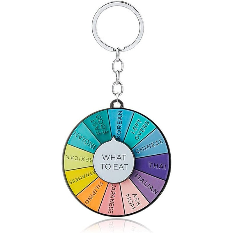 Alloy Rotating Disc What To Eat Keychain Colorful Food Choices