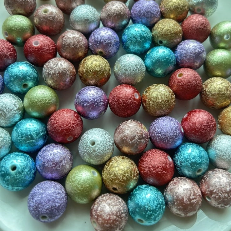 Opaque Bubblegum Beads 20mm Spray Painted Wrinkle Texture 10pcs 5