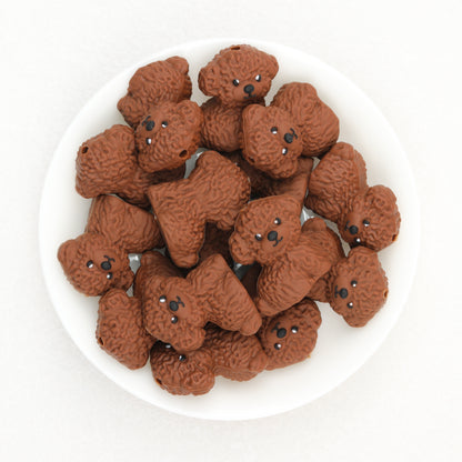 Brown Dog Silicone Focal Beads 3D Cute Puppy Design 20pcs 2