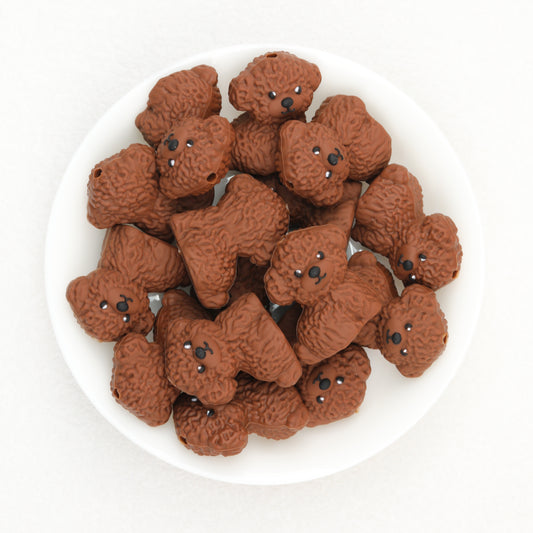 Brown Dog Silicone Focal Beads 3D Cute Puppy Design 20pcs 2