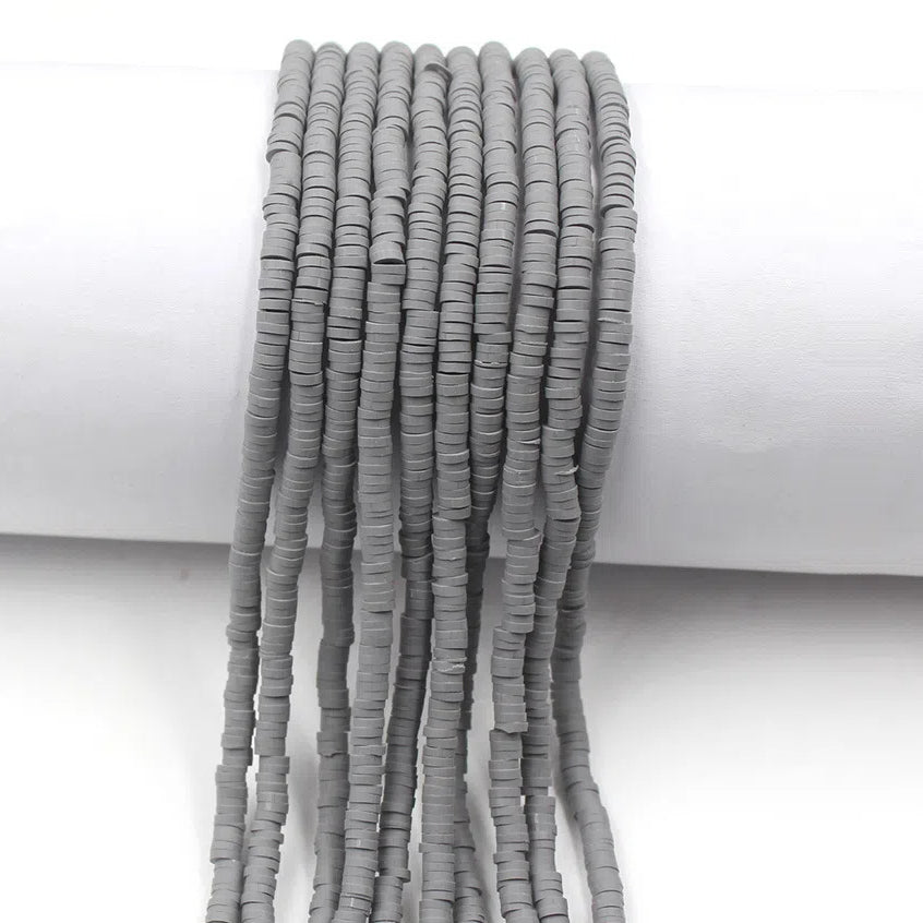 Flat Clay Beads 4mm Solid Color Polymer Disc 10strands 32