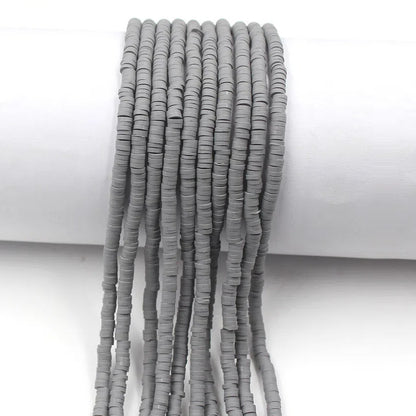 Flat Clay Beads 4mm Solid Color Polymer Disc 10strands 32