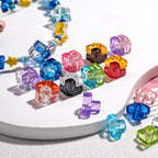Transparent Square Acrylic Beads 9mm Tetras Colorful 30pcs