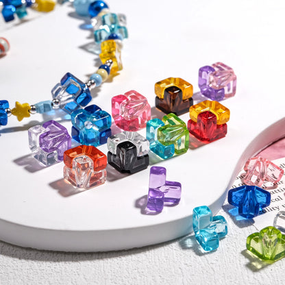 Transparent Square Acrylic Beads 9mm Tetras Colorful 30pcs