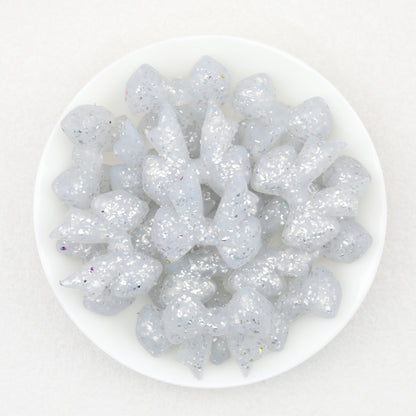 Sparkling Bow Shaped Silicone Focal Beads Glitter Effect 20pcs 5