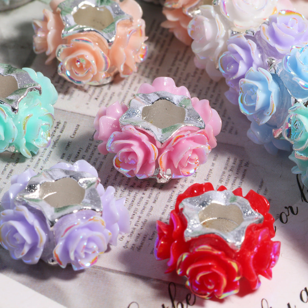 Rose Design 16mm Alloy Spacer Beads 10pcs 4