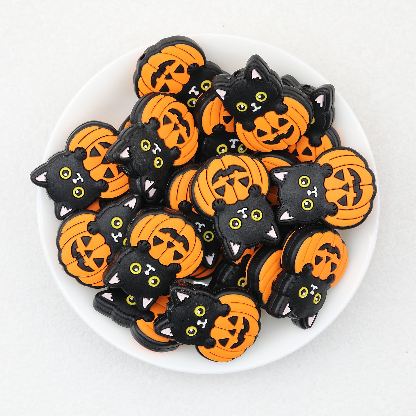 Halloween Black Cat Pumpkin Silicone Focal Beads 20pcs 2