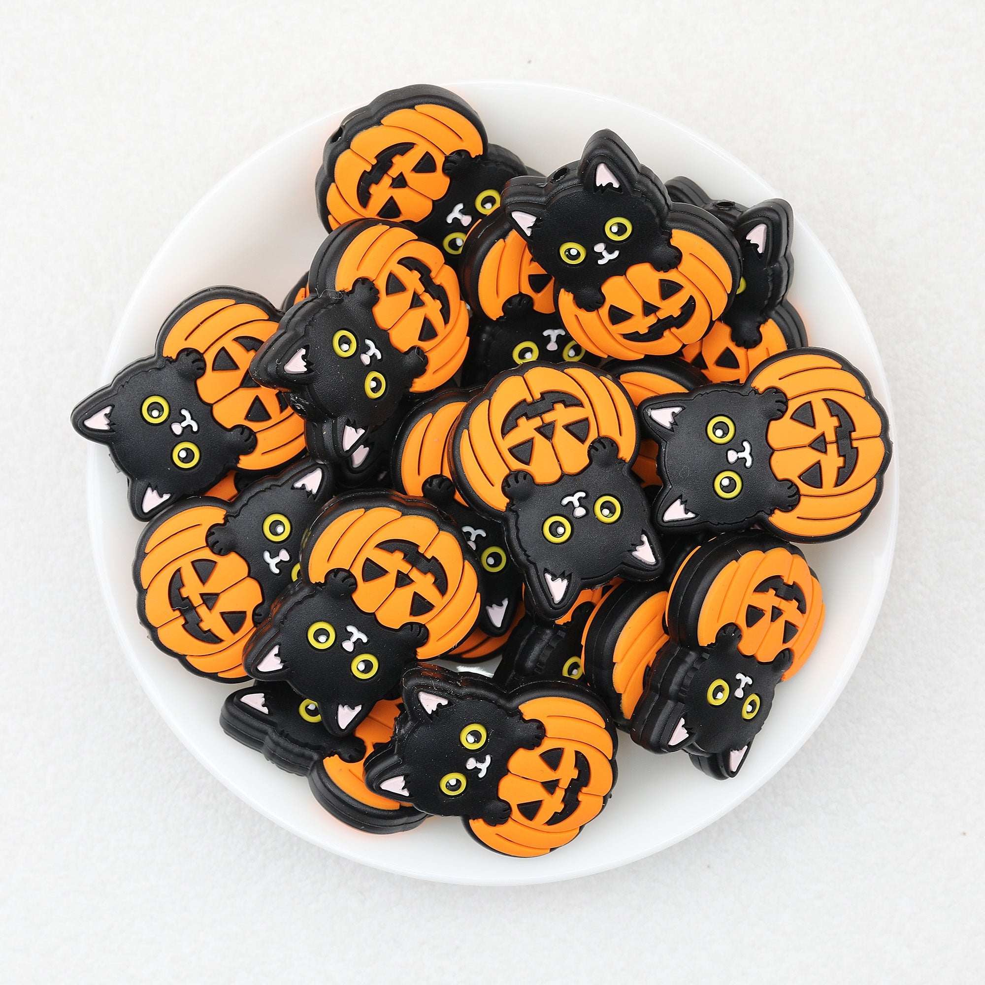 Halloween Black Cat Pumpkin Silicone Focal Beads 20pcs 2