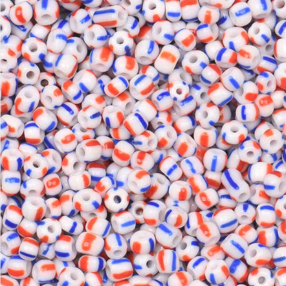Dual Color Striped Seed Glass Beads 4mm Orange Green 900pcs 8