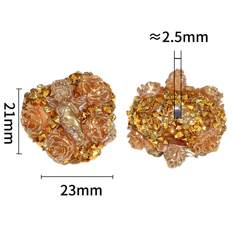 Fancy Resin Cupid Heart Beads 21x23mm 10pcs 3
