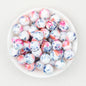 15mm Floral Pattern Silicone Beads Pastel Print 50pcs 2