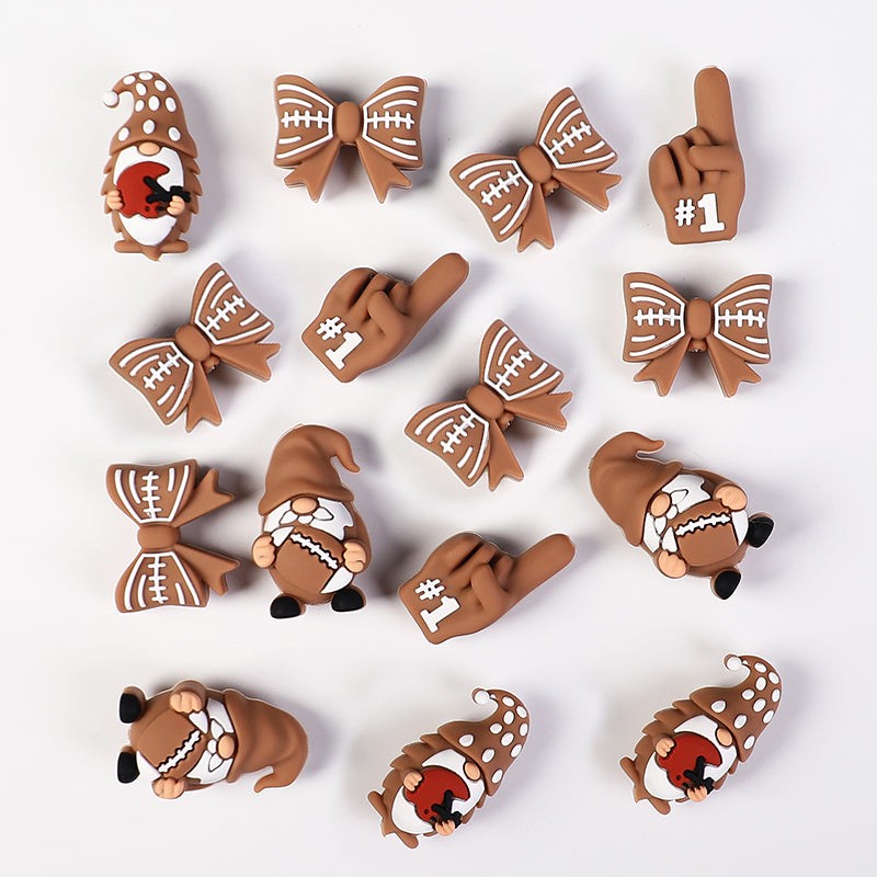 Silicone 3D Focal Beads Rugby Foam Finger Number One Holding Rugby Ball 20pcs 5