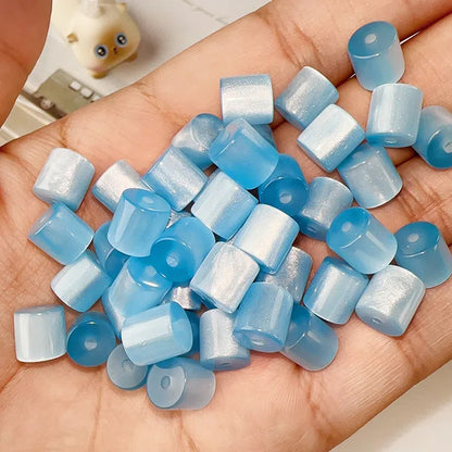 Gradient Color Cylindrical Resin Beads 8mm Glitter Effect 10pcs 6