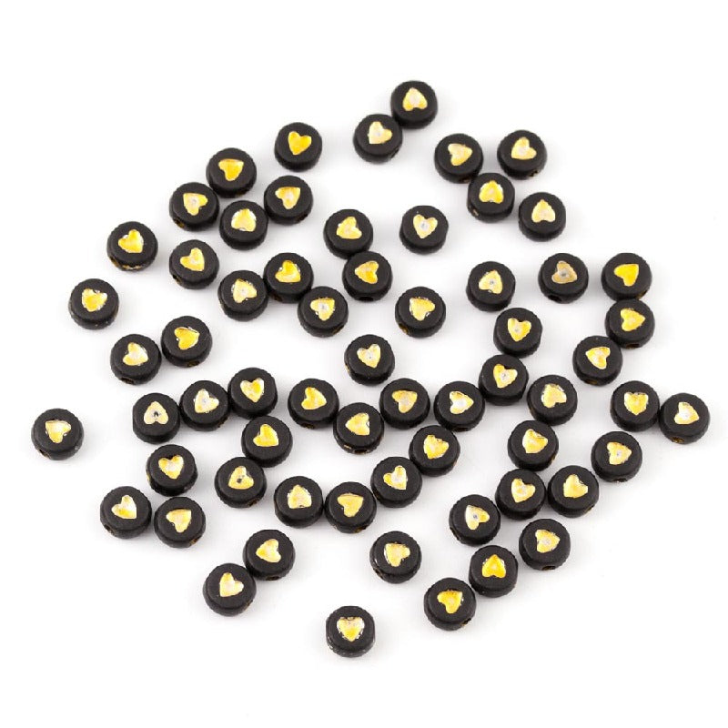 Colored Heart Acrylic Flat Round Beads 7mm Mixed Colors 200pcs 3