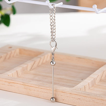 Beadable Keychain Mini Metal Bar Colorful Pendant 8 Centimeters - Electroplating Silver