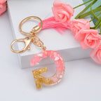 Resin Floral Pink Tassel Monogram Keychain Alphabet Letter A 7