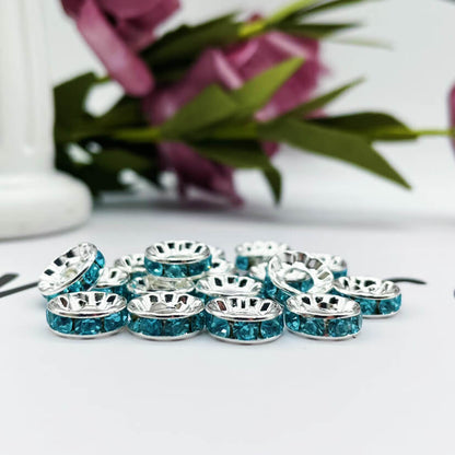 Copper Round Spacer Beads 10mm Large Hole Rhinestone 100pcs 8