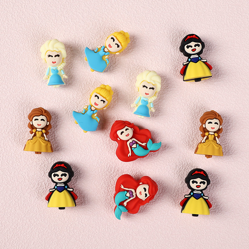 Silicone 3D Focal Beads Princess Smiling Face Colorful Design 4