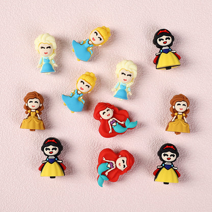 Silicone 3D Focal Beads Princess Smiling Face Colorful Design 4
