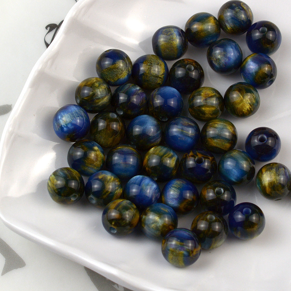 Resin Round Beads 8mm 10mm Starry Lacquer Effect 100pcs 4