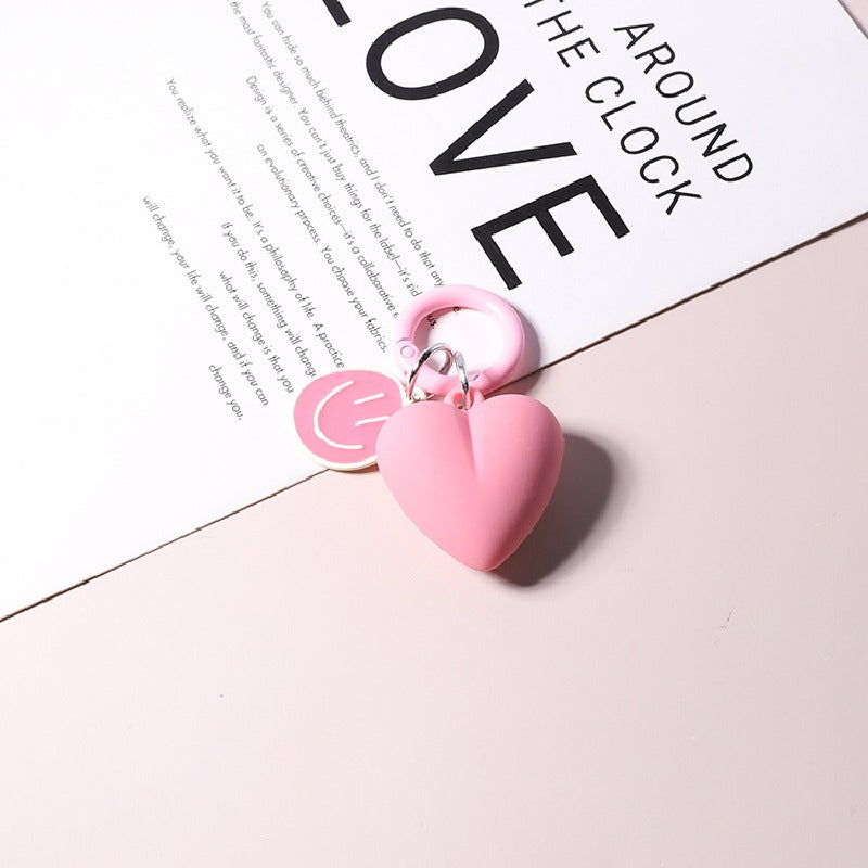 Resin Heart Smiling Face Keychain Pastel Colors Cute Charm 8