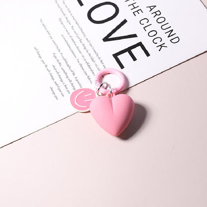 Resin Heart Smiling Face Keychain Pastel Colors Cute Charm 8