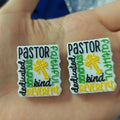 Silicone Focal Beads Pastor Faithful Square Colorful Text 20pcs