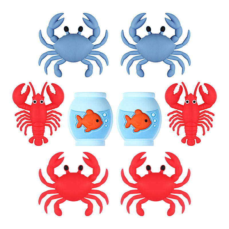 3D Crab Lobster Silicone Focal Beads Wholesale, Red Blue Marine Animal Designs