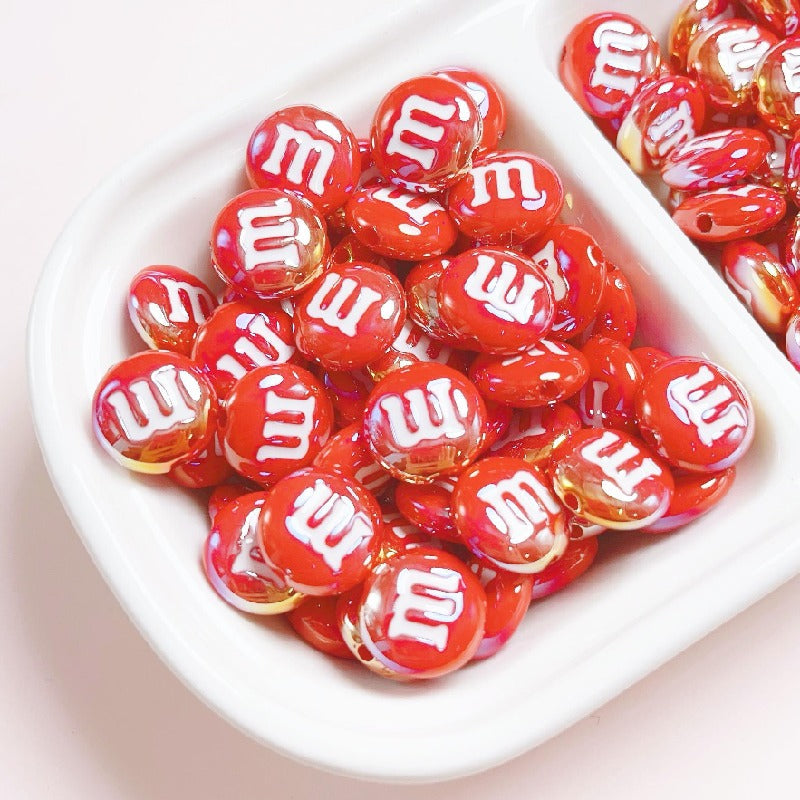 Glossy M Beans Acrylic Beads 14mm Colorful Candy 10pcs 6