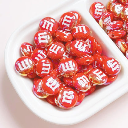 Glossy M Beans Acrylic Beads 14mm Colorful Candy 10pcs 6