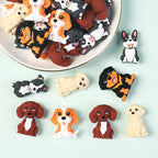 Silicone 3D Focal Beads Puppy Sitting Pose Smiling Face 20pcs