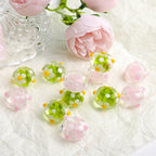 Colorful Floral Round Transparent Glass Spacer Beads 17mm 10pcs 2
