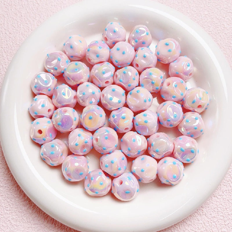 UV Finish Dot Acrylic Beads 16mm Pastel Colors 10pcs 9