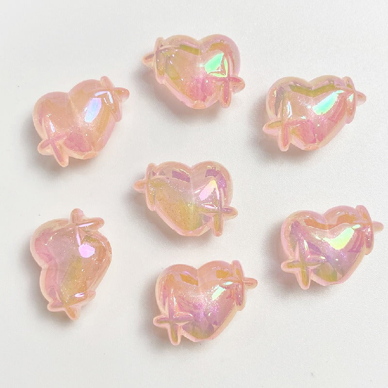 UV Finish Heart Star Acrylic Beads 14x20mm Glow In The Dark 50pcs 13