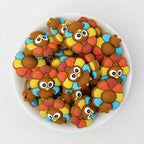 Thanksgiving Turkey 3D Silicone Beads with Colorful Feathers 20pcs