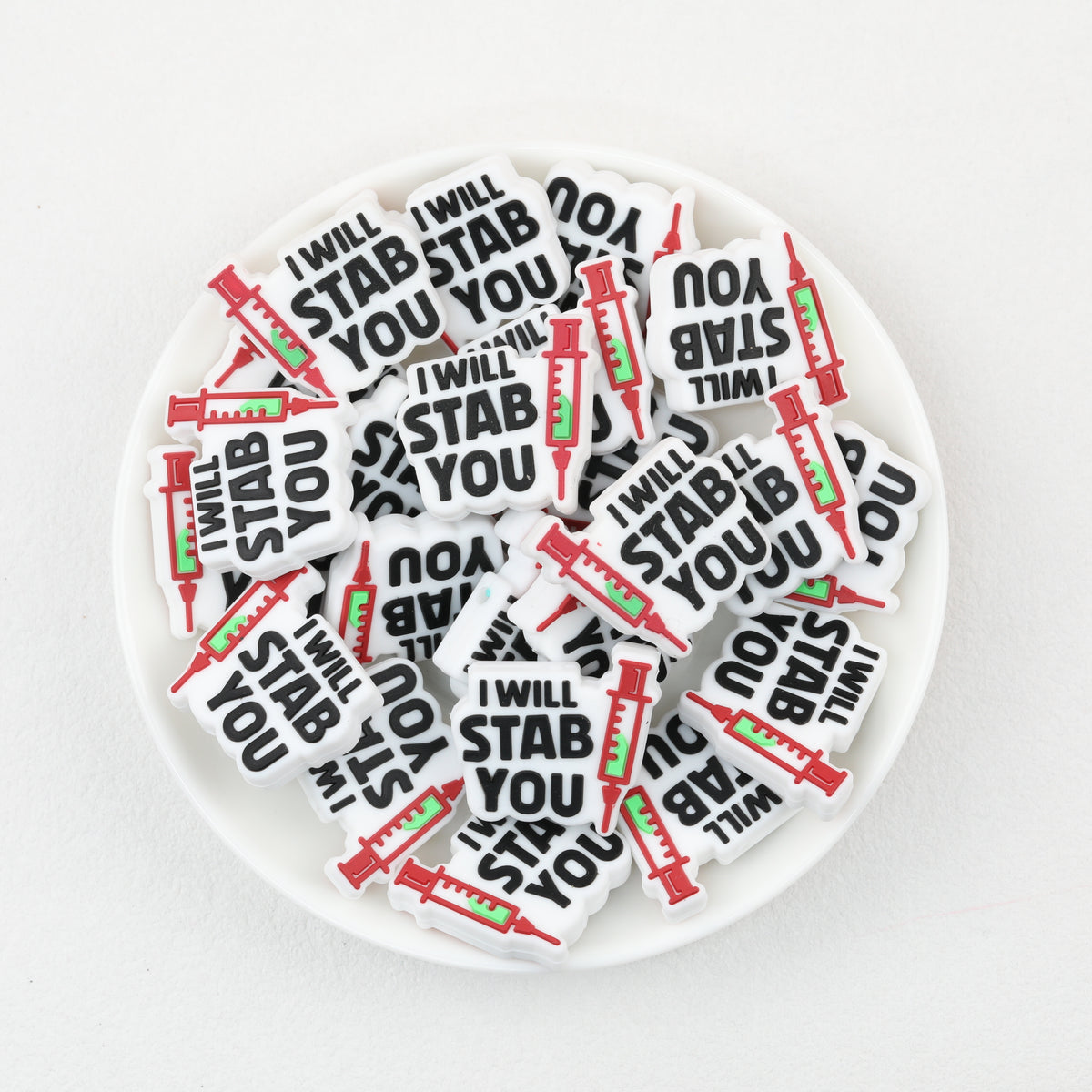 Syringe Nurse Silicone Focal Beads Wholesale, I Will Stab You Design