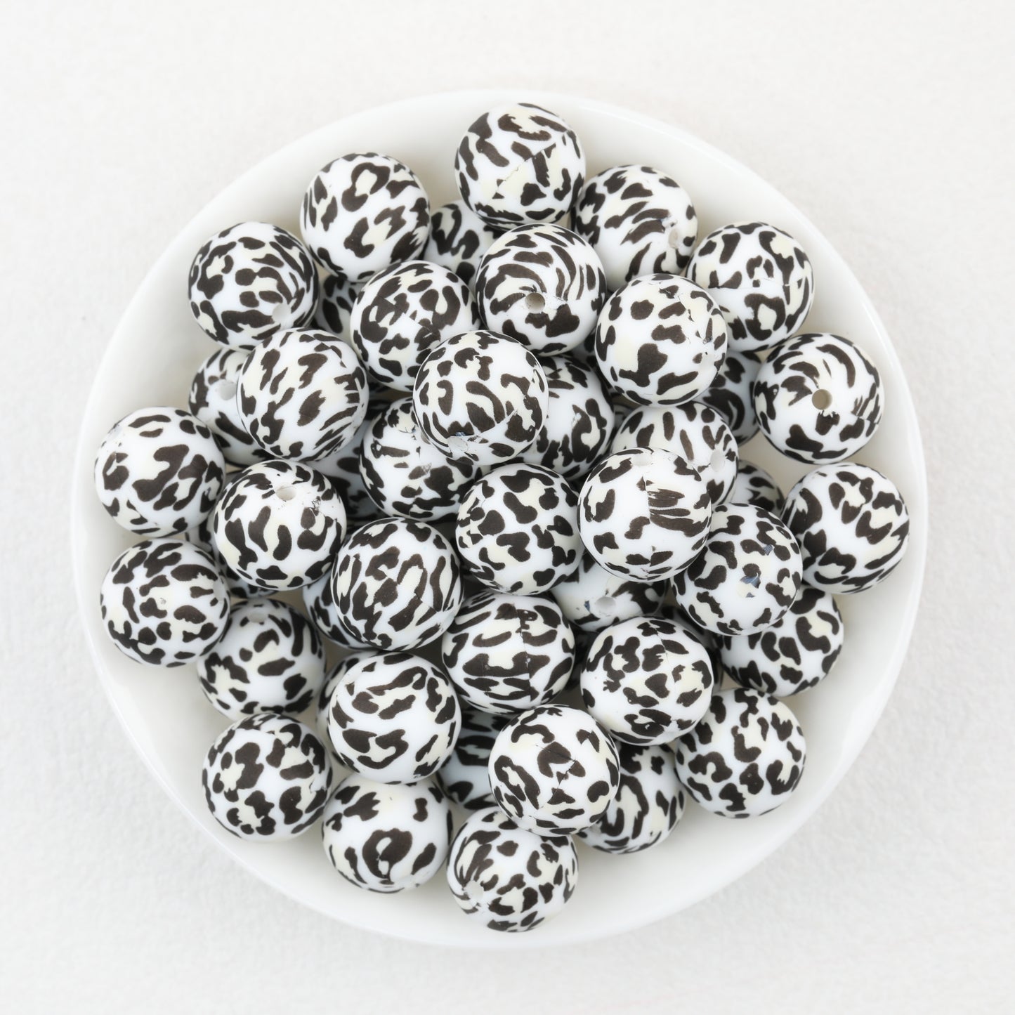 15mm Leopard Print Pattern Silicone Round Beads 50pcs 6