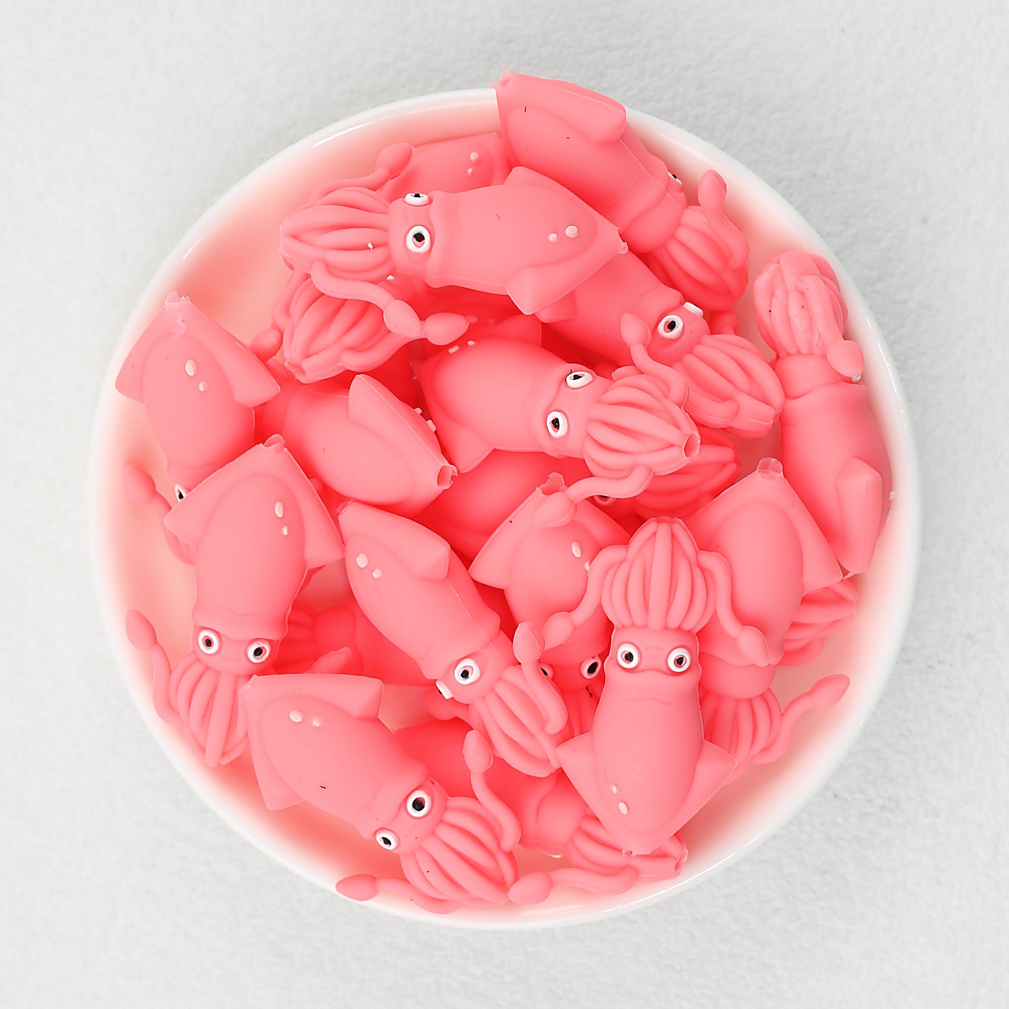 Pink 3D Silicone Focal Beads Octopus Design 20 pcs