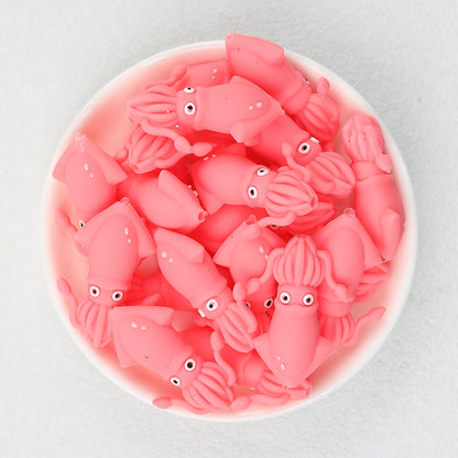 Pink 3D Silicone Focal Beads Octopus Design 20 pcs