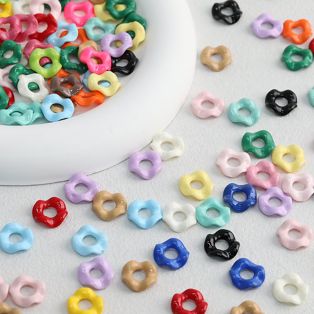 Acrylic Wavy Spacer Beads 12mm Baking Painted Colorful 50pcs