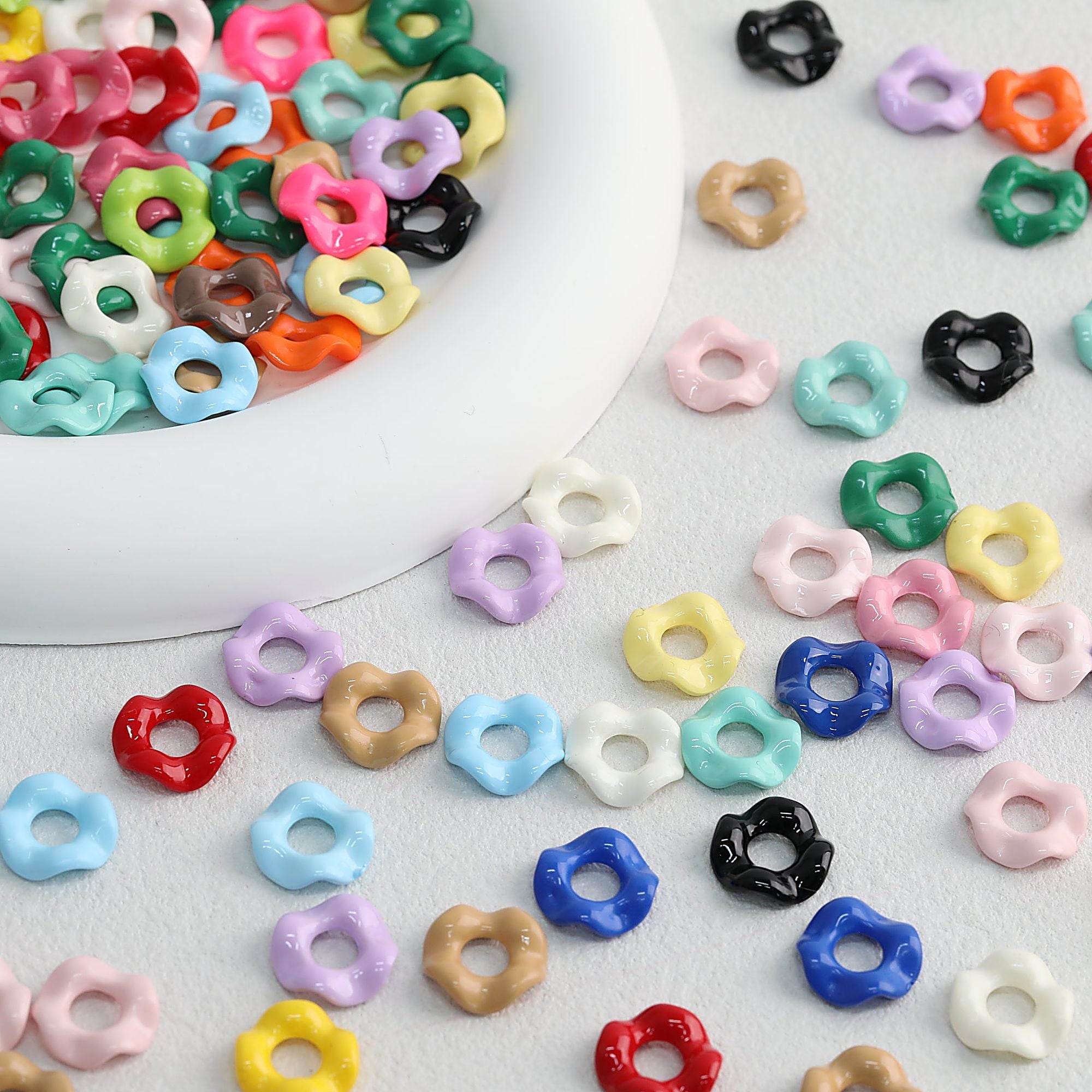 Acrylic Wavy Spacer Beads 12mm Baking Painted Colorful 50pcs
