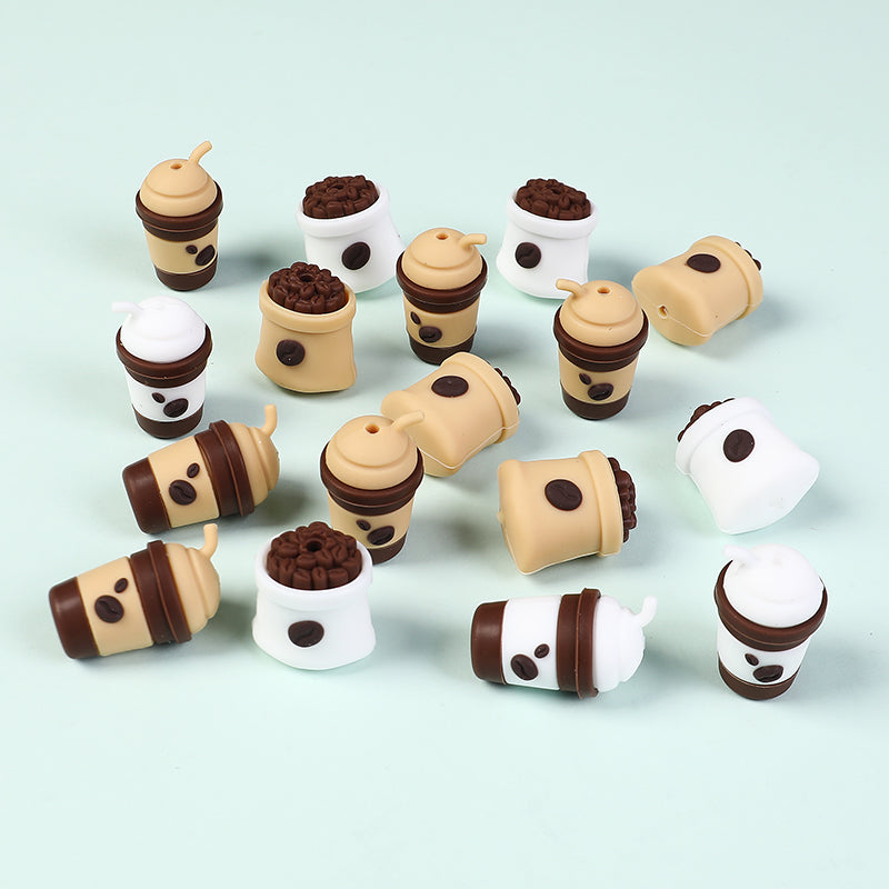 Silicone 3D Focal Beads Coffee Cup With Coffee Bean Detail 20pcs 5