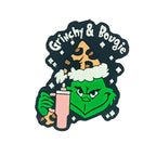 Silicone Focal Beads Christmas Grinch Face Leopard Print Santa Hat 20pcs