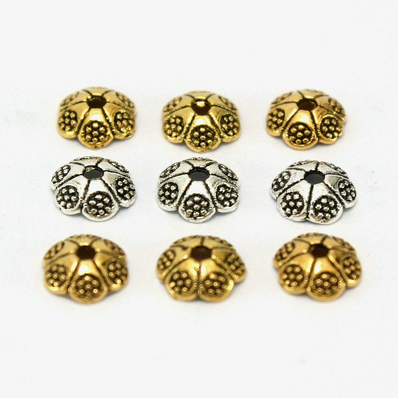 Alloy Flower Bead Caps 6mm Dotted Tibetan Alloy 100pcs 3
