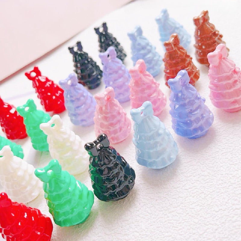 Glossy Christmas Tree Acrylic Beads 36x22mm Colorful Mixed 5pcs 3