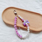 Acrylic Beaded Bow Keychain Colorful Glossy Pearl Accents 8