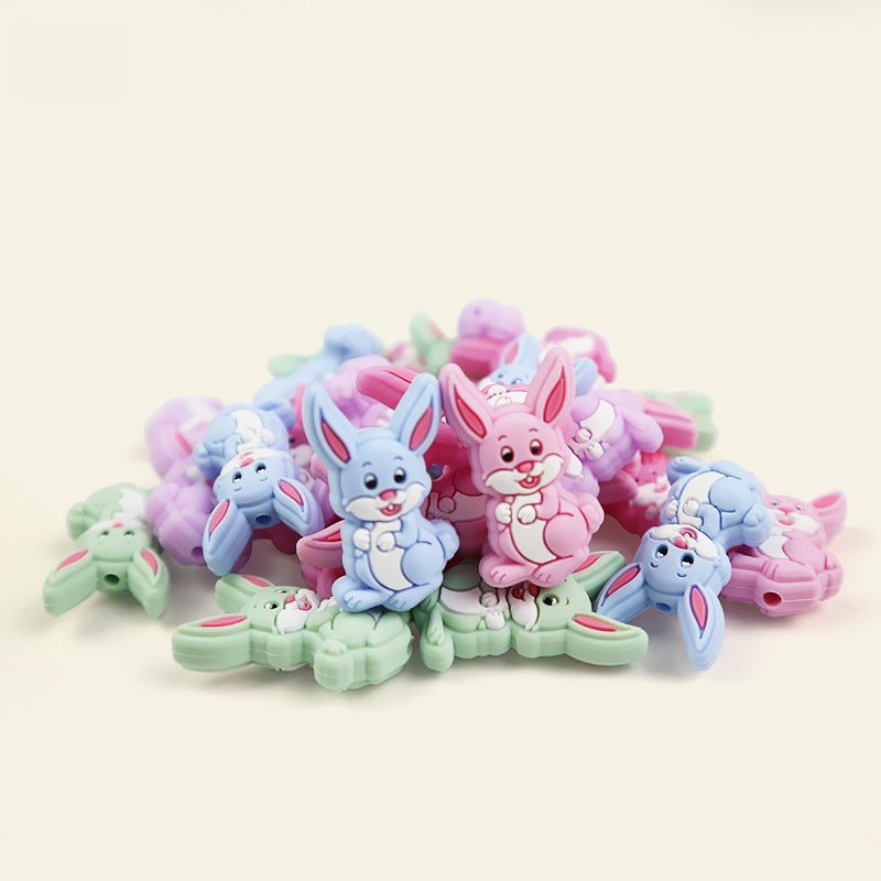 Silicone Focal Beads Rabbit Sitting Pose Long Ears 20pcs 2