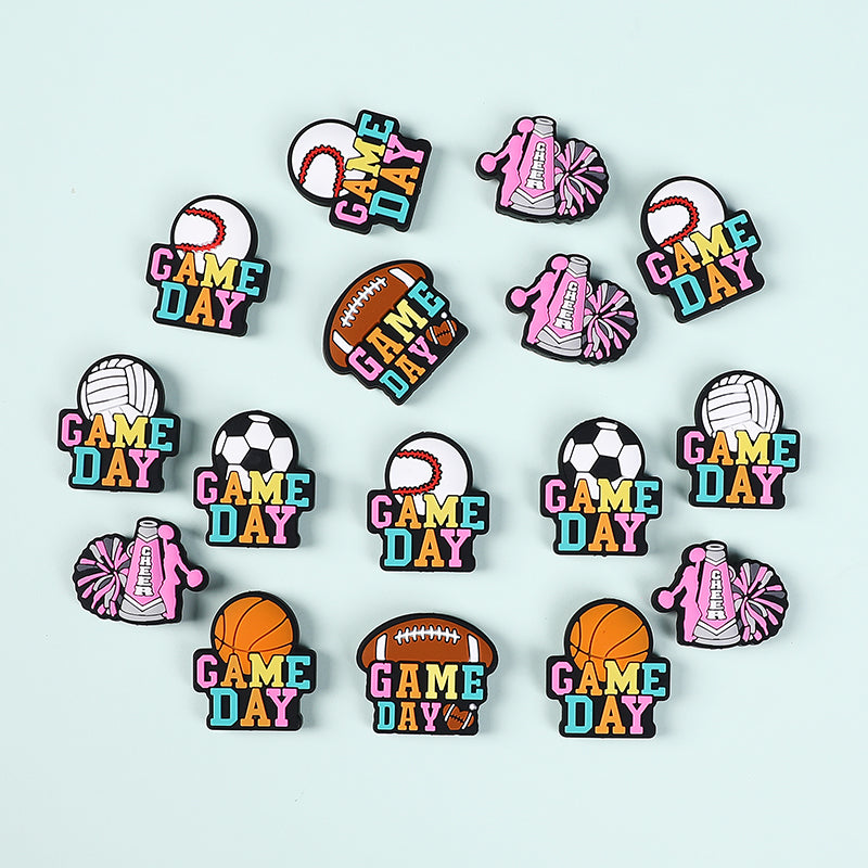Silicone Focal Beads Ball Game Match Day Text 20pcs 2