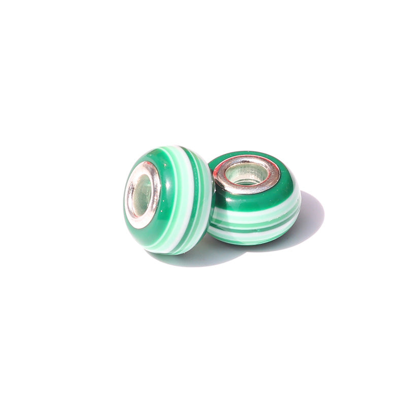 Acrylic Round Spacer Beads 14mm Rainbow Stripe Large Hole 50pcs 21