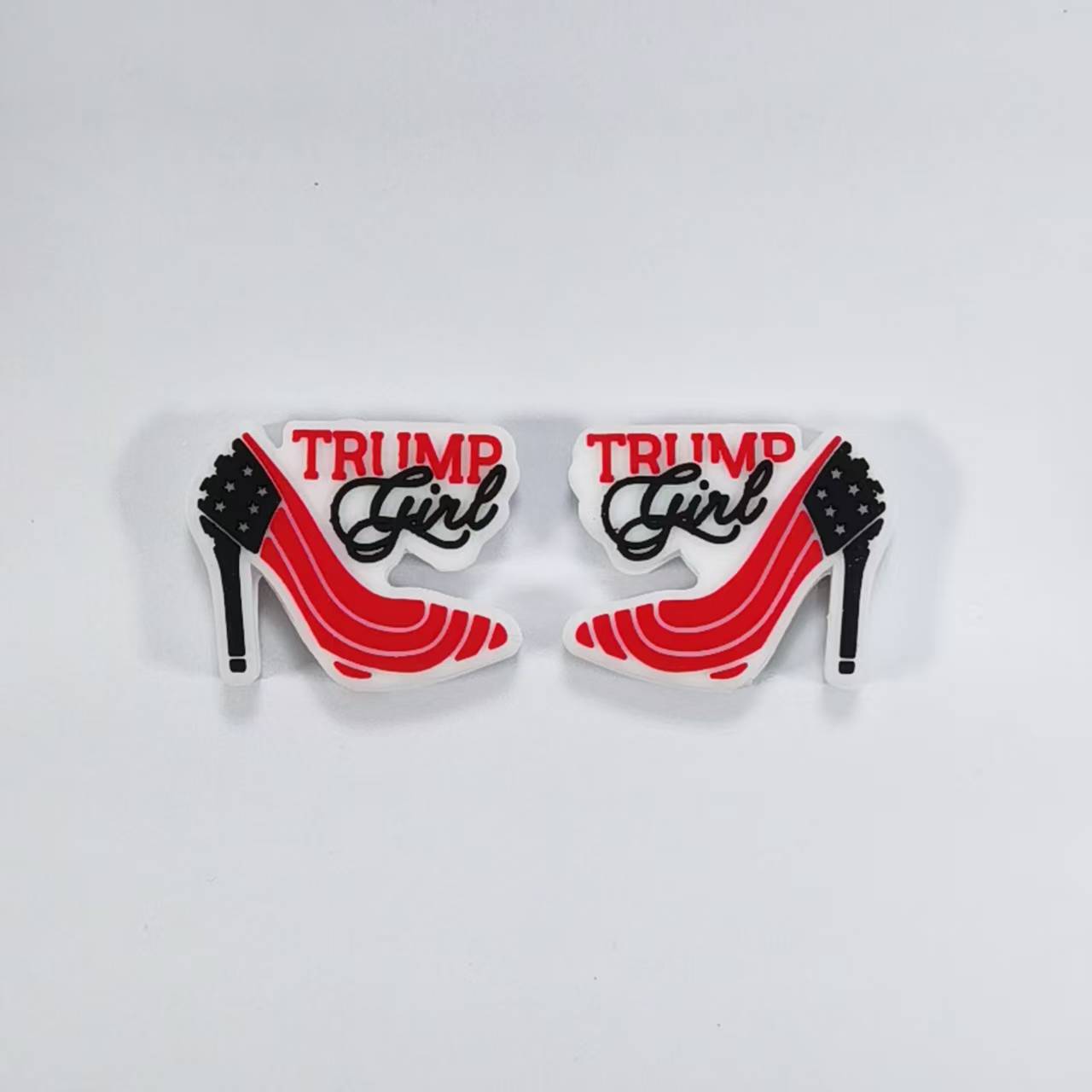 Silicone Focal Beads Red High Heels Trump Girl Black Stars 20pcs